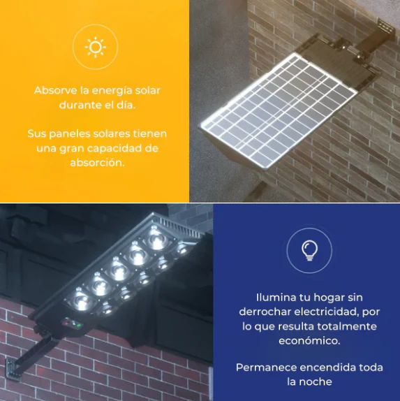 LÁMPARA SOLAR EXTERIOR 400 WATTS (SIN COSTES DE ENERGÍA - ¡ILUMINA GRATIS PARA SIEMPRE!